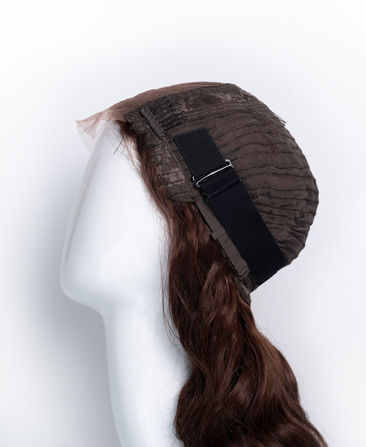 bouncy curls human wig - 16" medium brown.