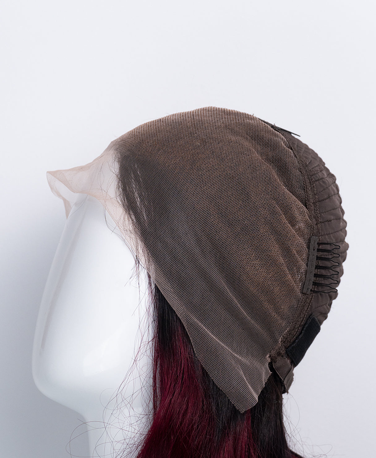 wavy human wig - 20" rooted red.