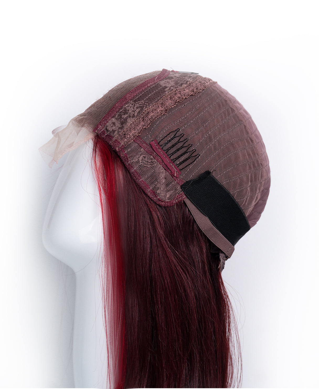 long bob human wig - 10" red money piece highlights.