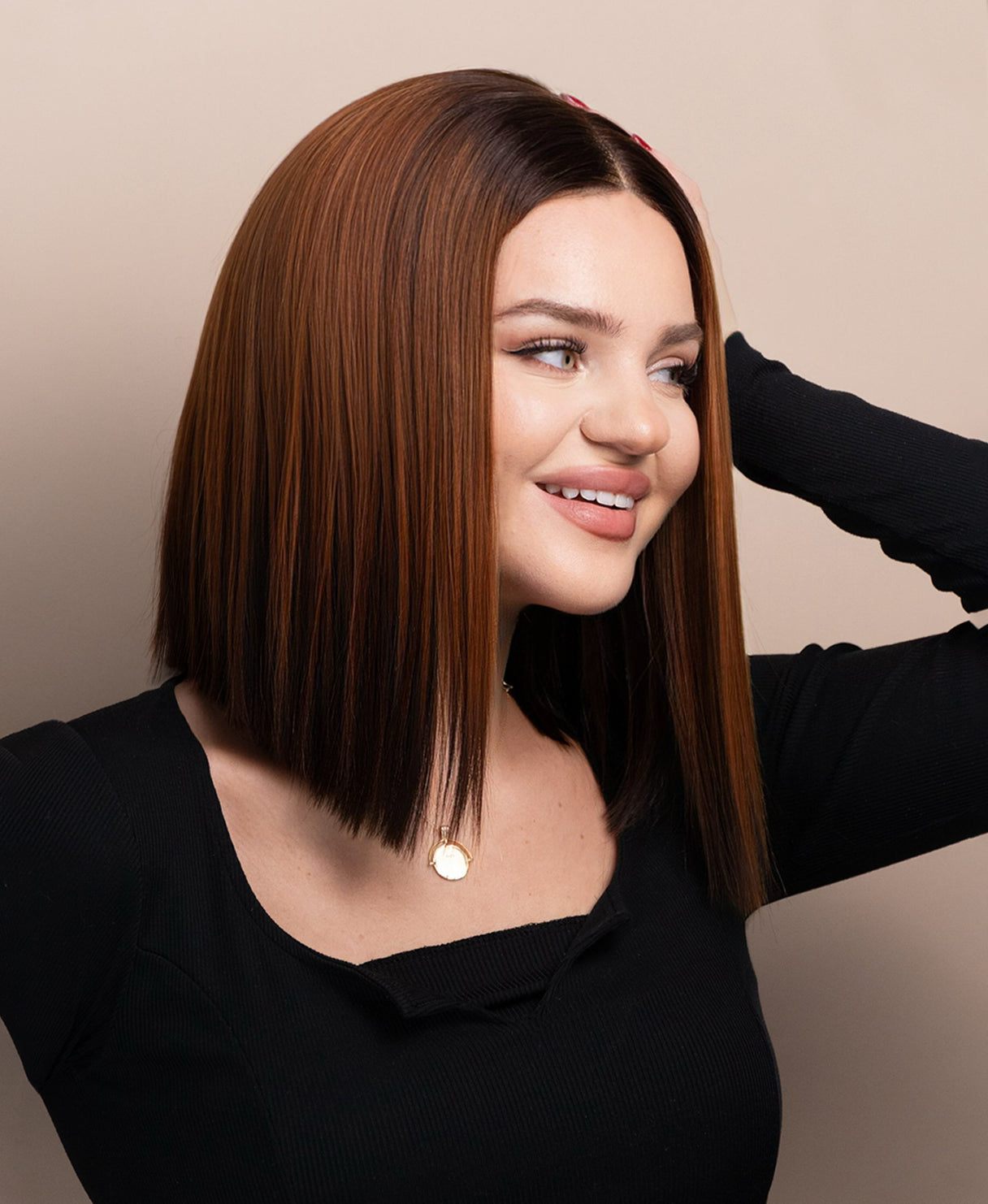 long bob human wig - 12" brown melt.