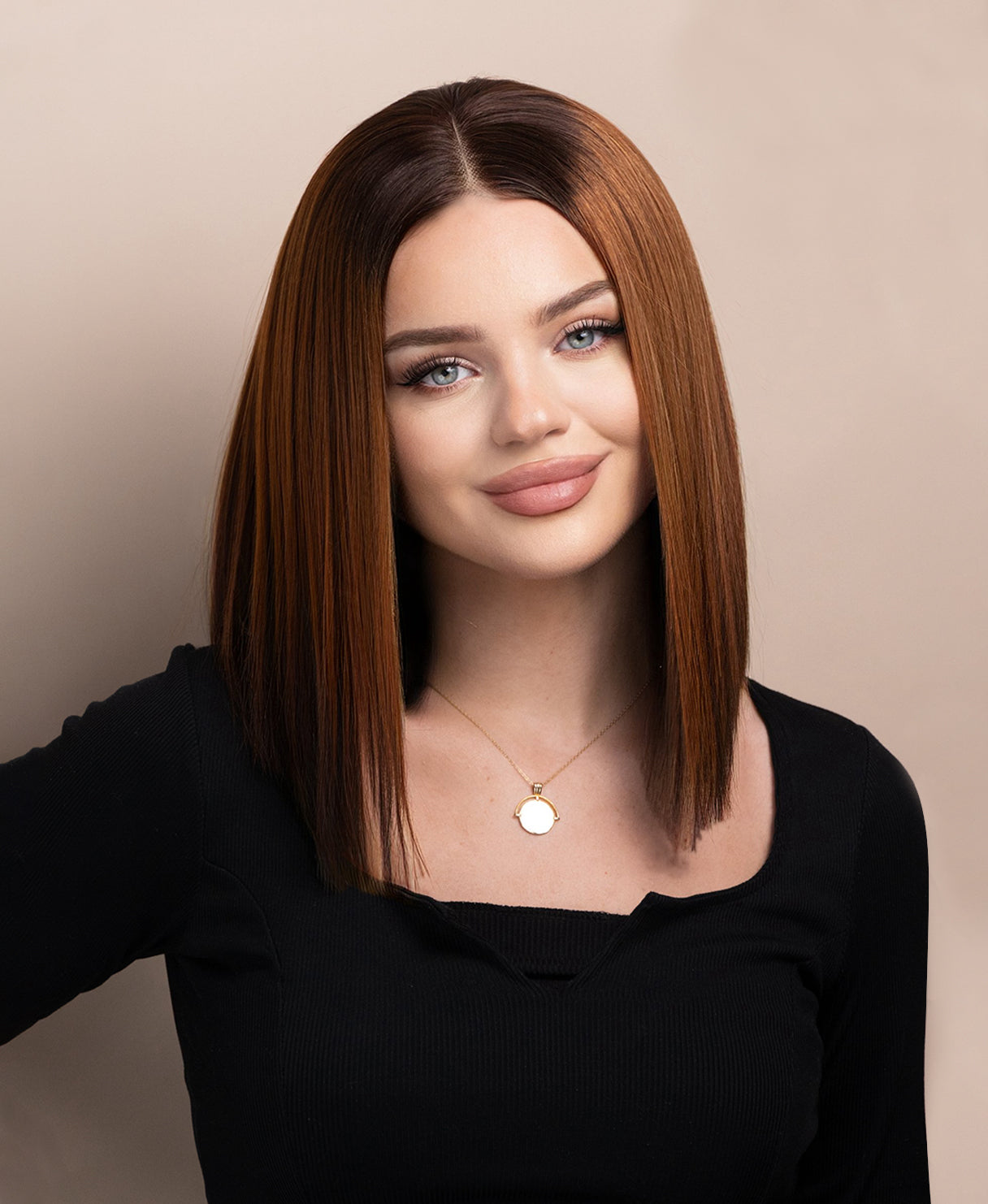long bob human wig - 12" brown melt.