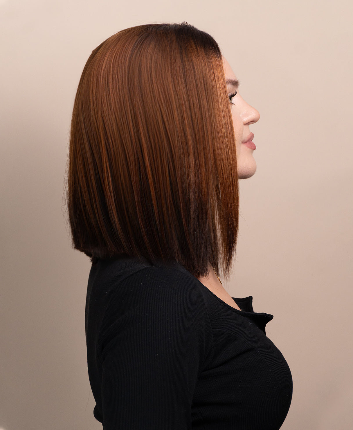 long bob human wig - 12" brown melt.