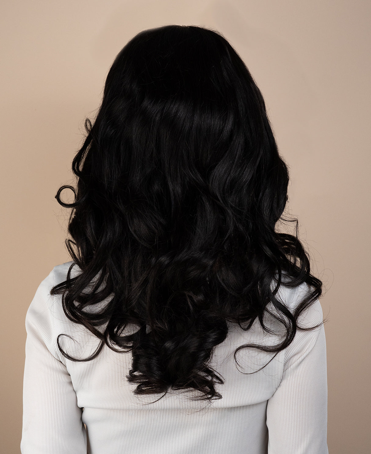 put on & go human wig blowout - 20" natural black.