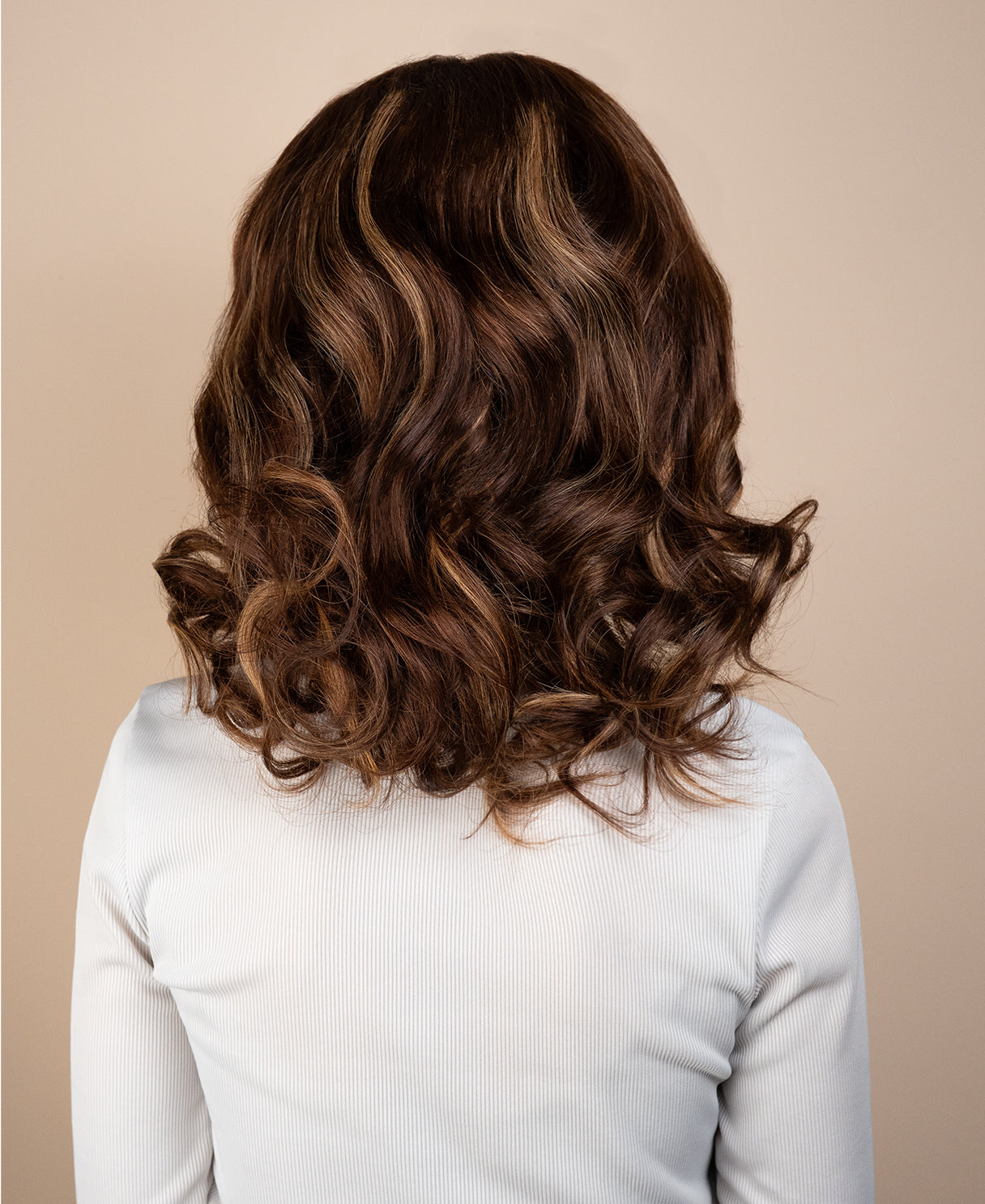 put on & go human wig blowout - 14" ashy brown balayage.