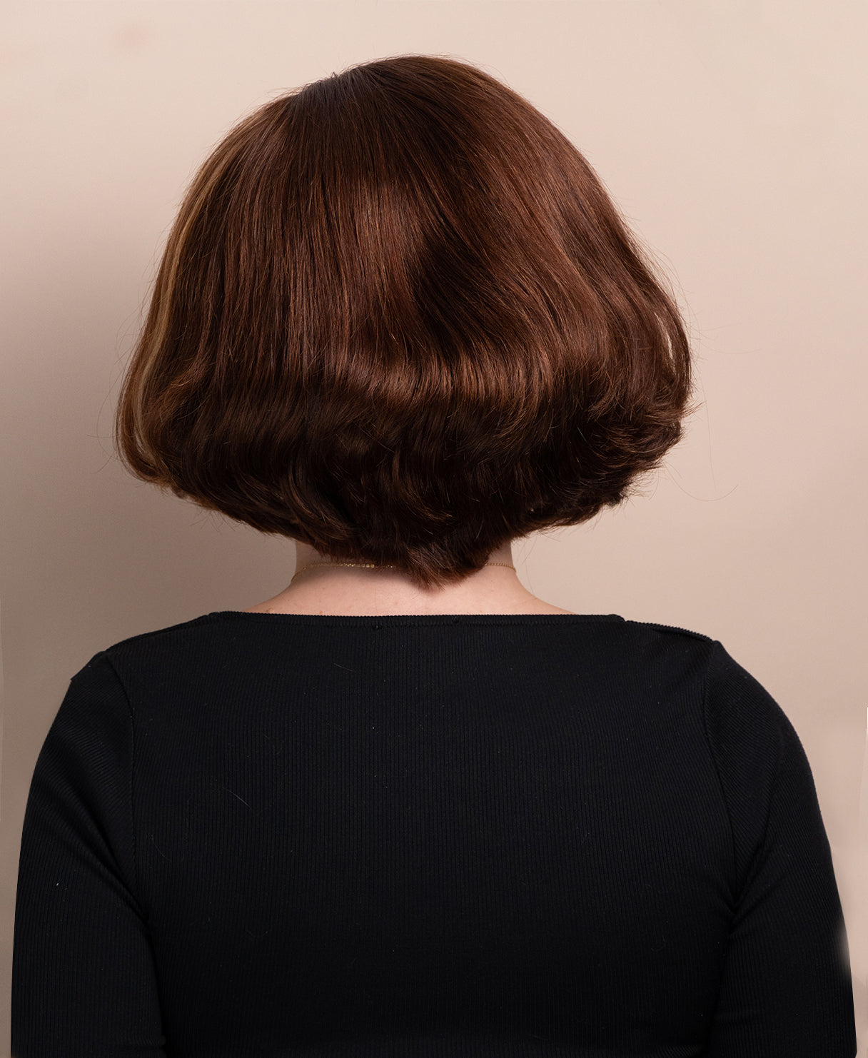 wedge bob human wig - 8" caramel highlights.