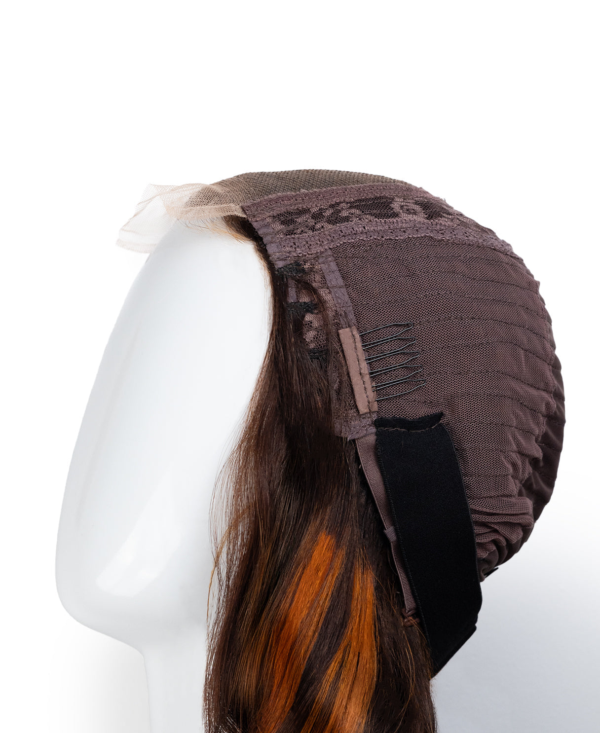 lace front wavy human wig - 18" copper highlights.