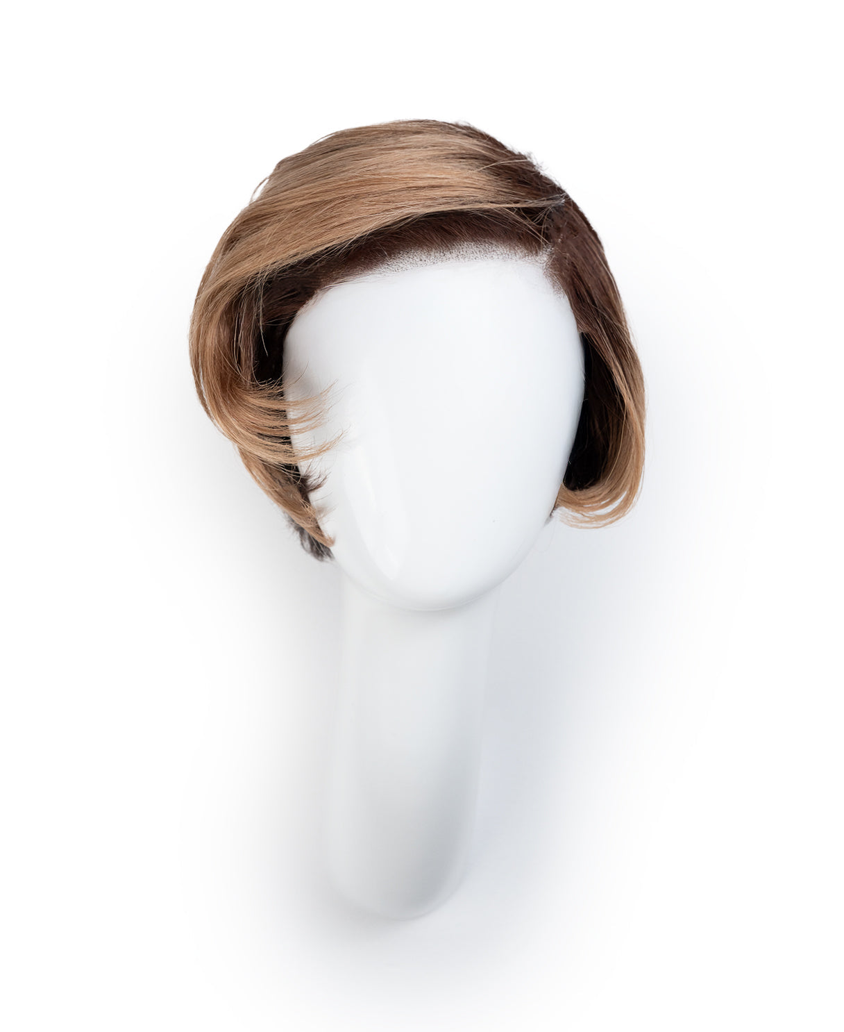 t-part wedge bob human wig - 6" rooted dirty blonde.