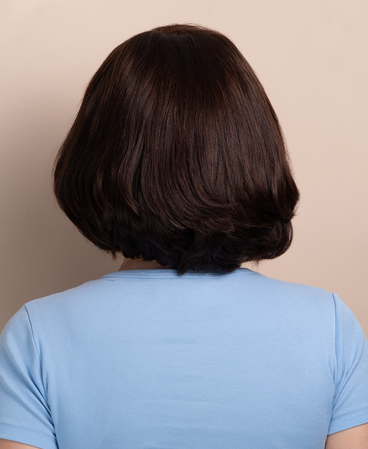 wedge bob t-part human wig - 8" chocolate brown.