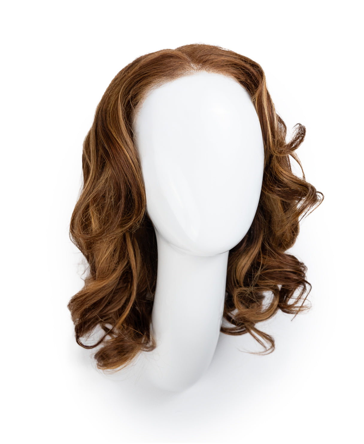 put on & go human wig blowout - 14" medium brown balayage.