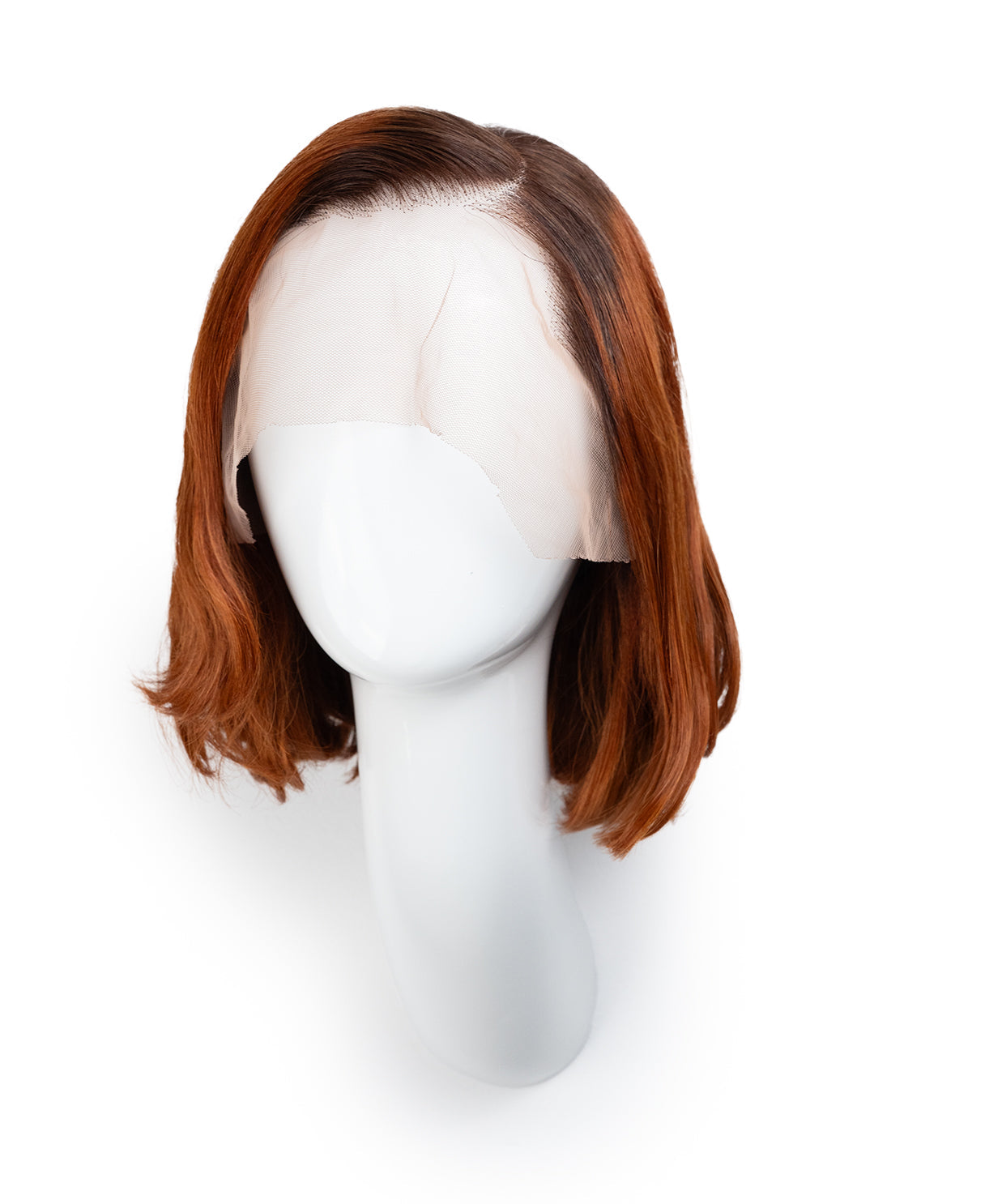 lace front bob human wig - 10" rooted copper.