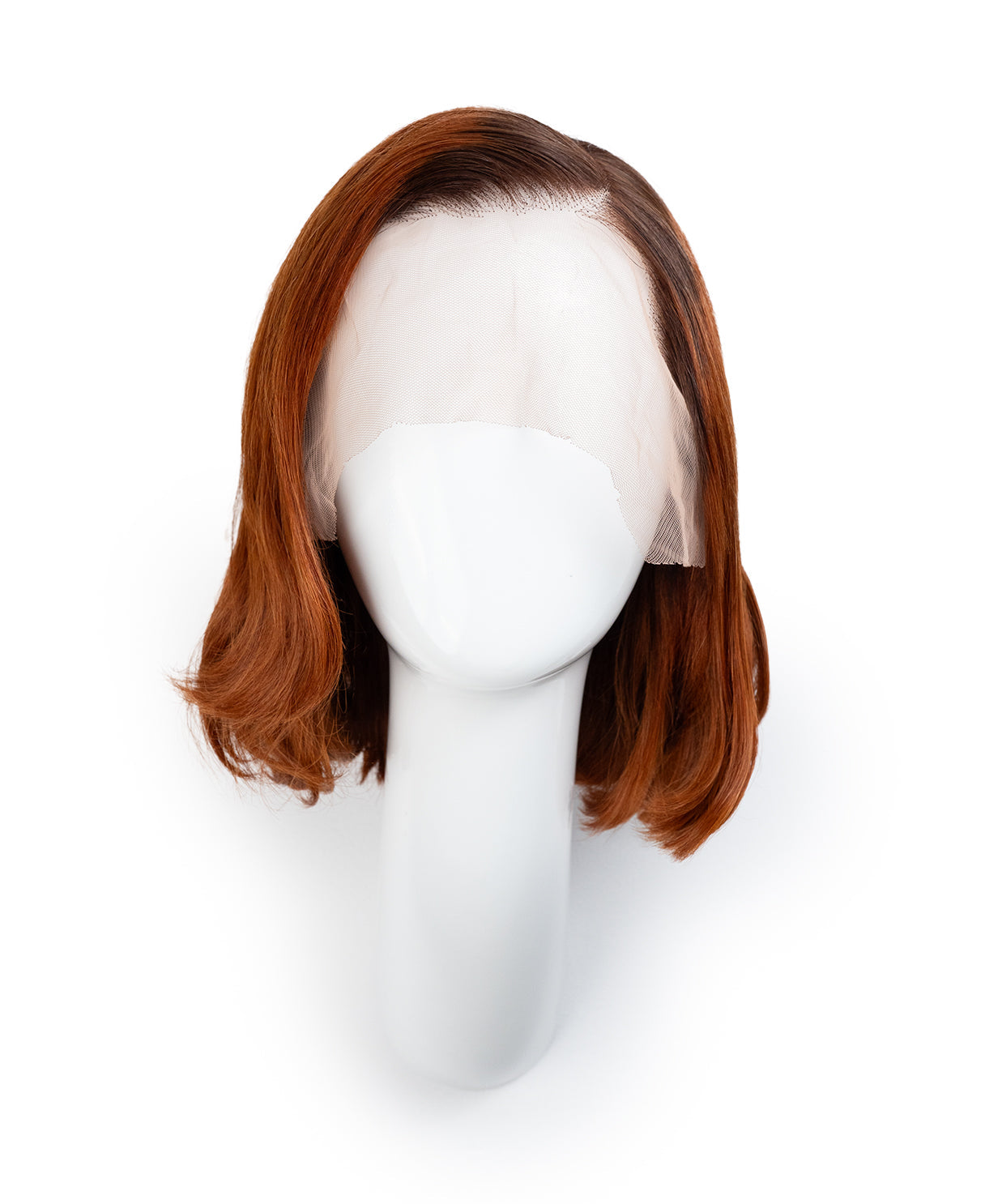 lace front bob human wig - 10" rooted copper.