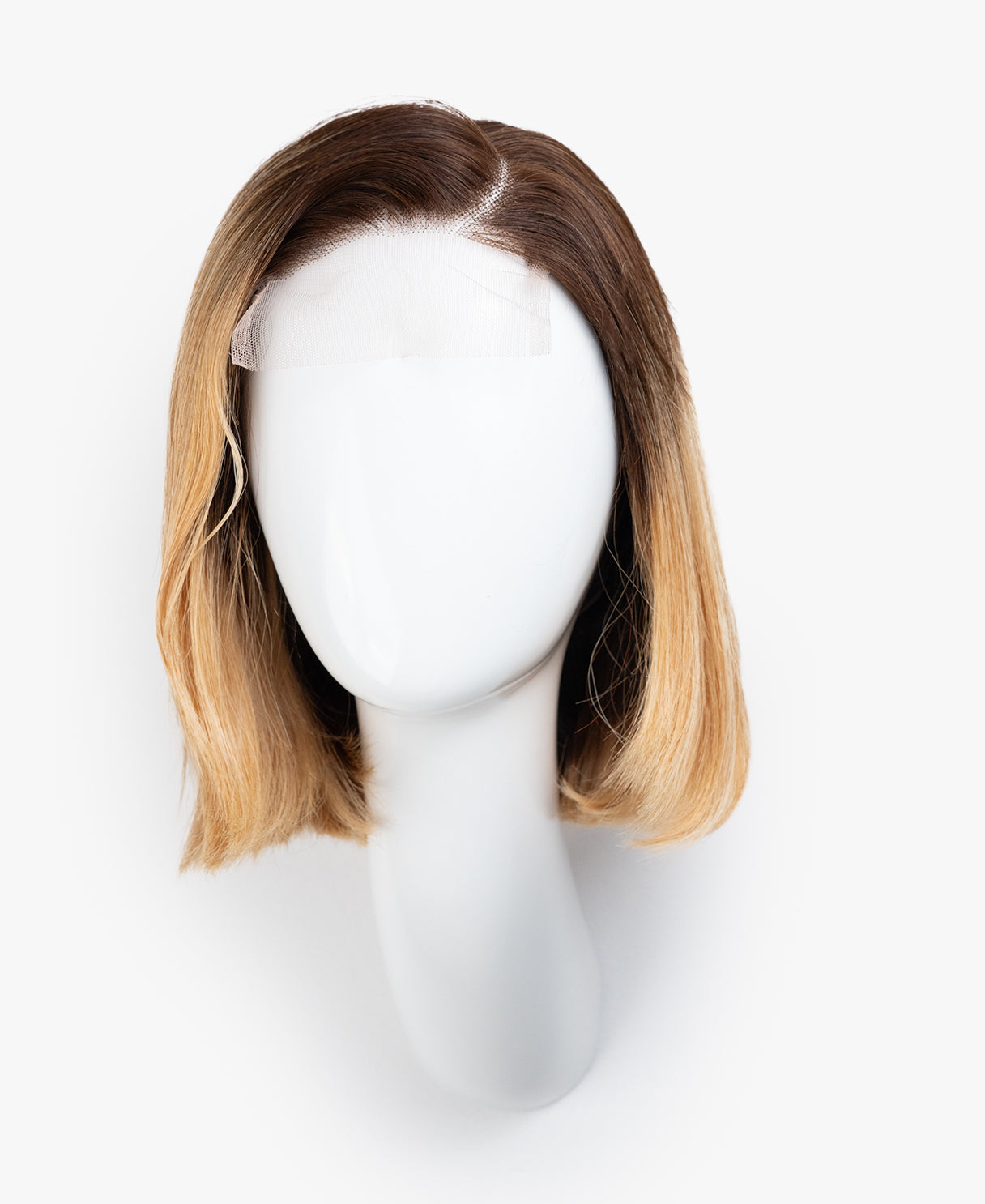 lace front bob human wig - 10" rooted honey blonde.