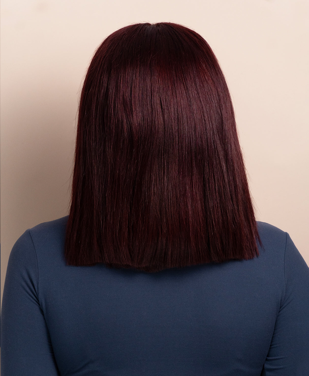 long bob human wig - 10" red money piece highlights.