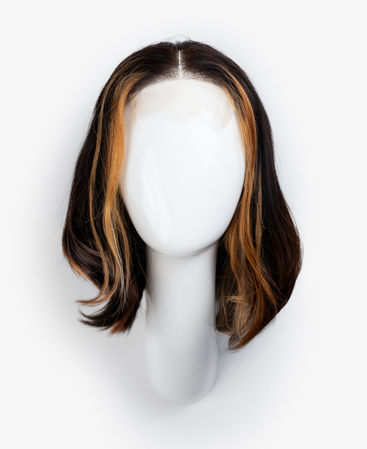 lace front bob human wig - 12" dark moneypiece.
