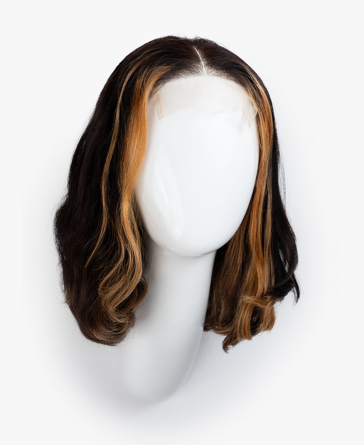 lace front bob human wig - 12" dark moneypiece.