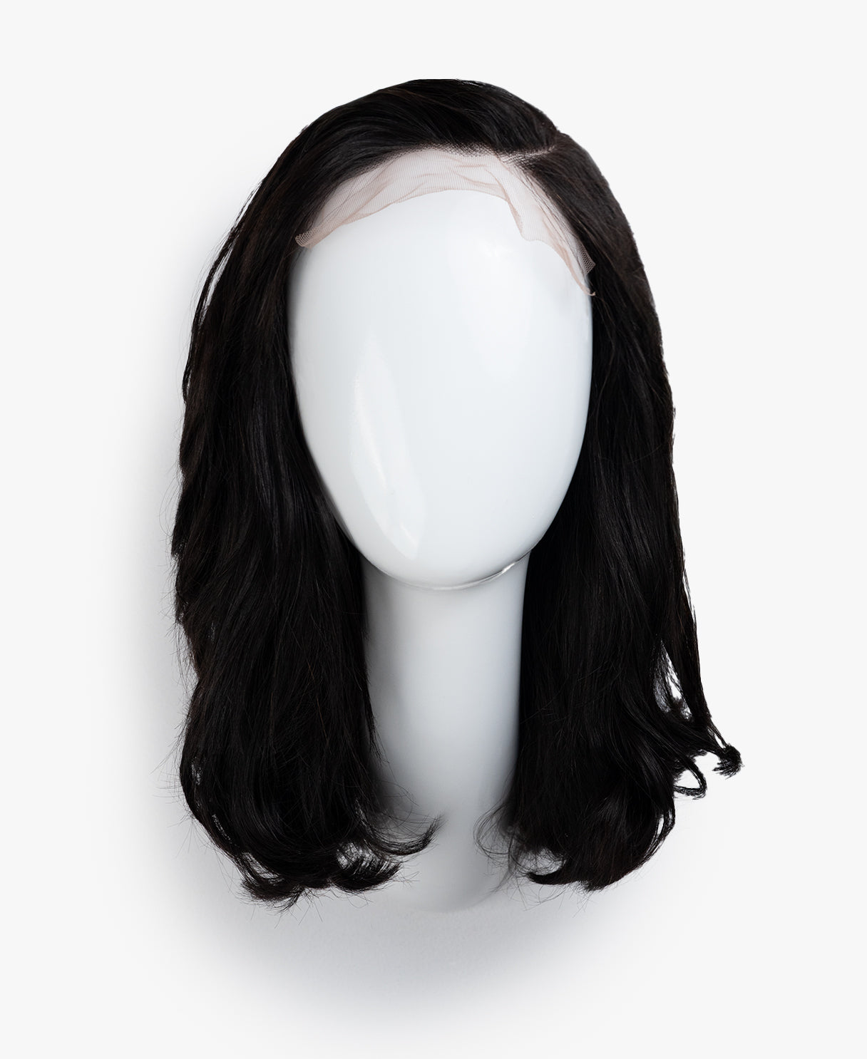 lace front human wig with side part - 14" natural black.