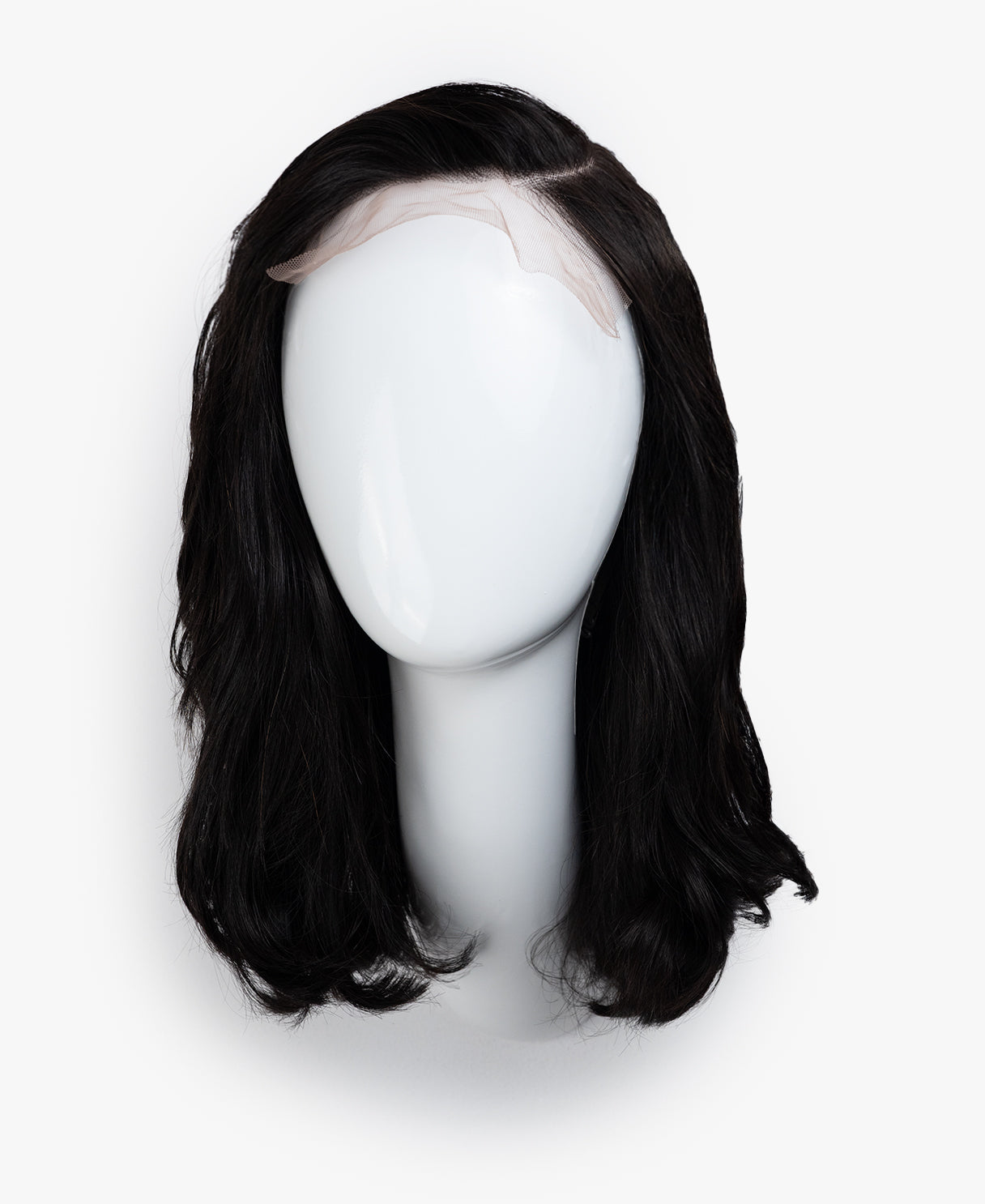 lace front human wig with side part - 14" natural black.