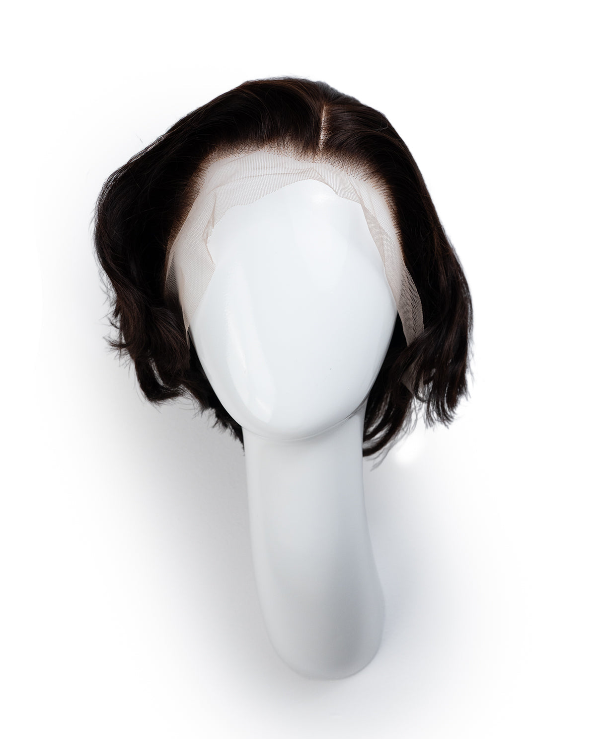 wedge lace front  human wig - 8" dark brown.