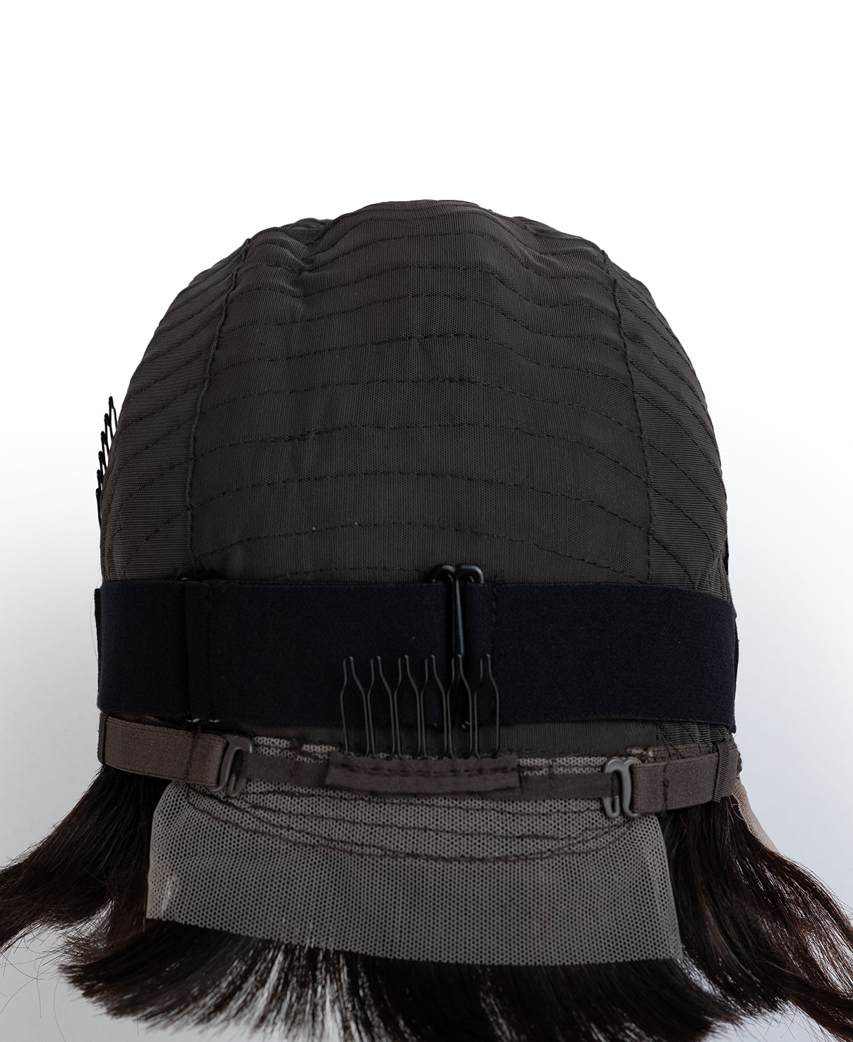 wedge lace front  human wig - 8" dark brown.