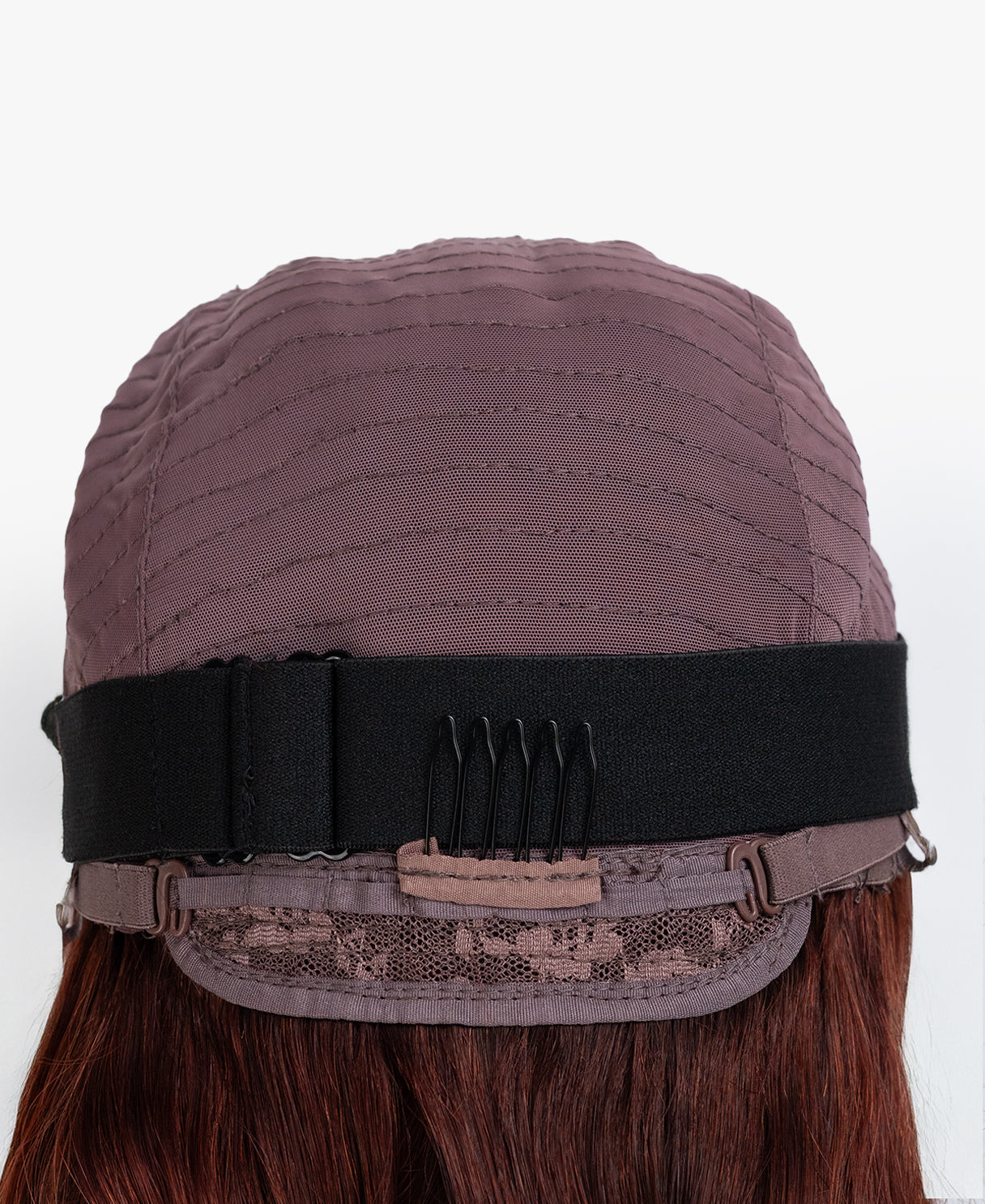 bouncy curls with bangs human wig - 18" auburn balayage.