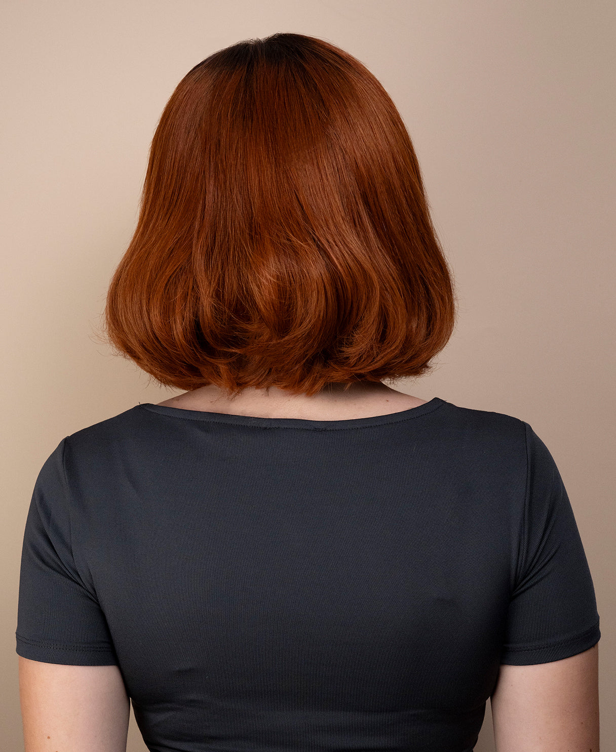 lace front bob human wig - 10" rooted copper.