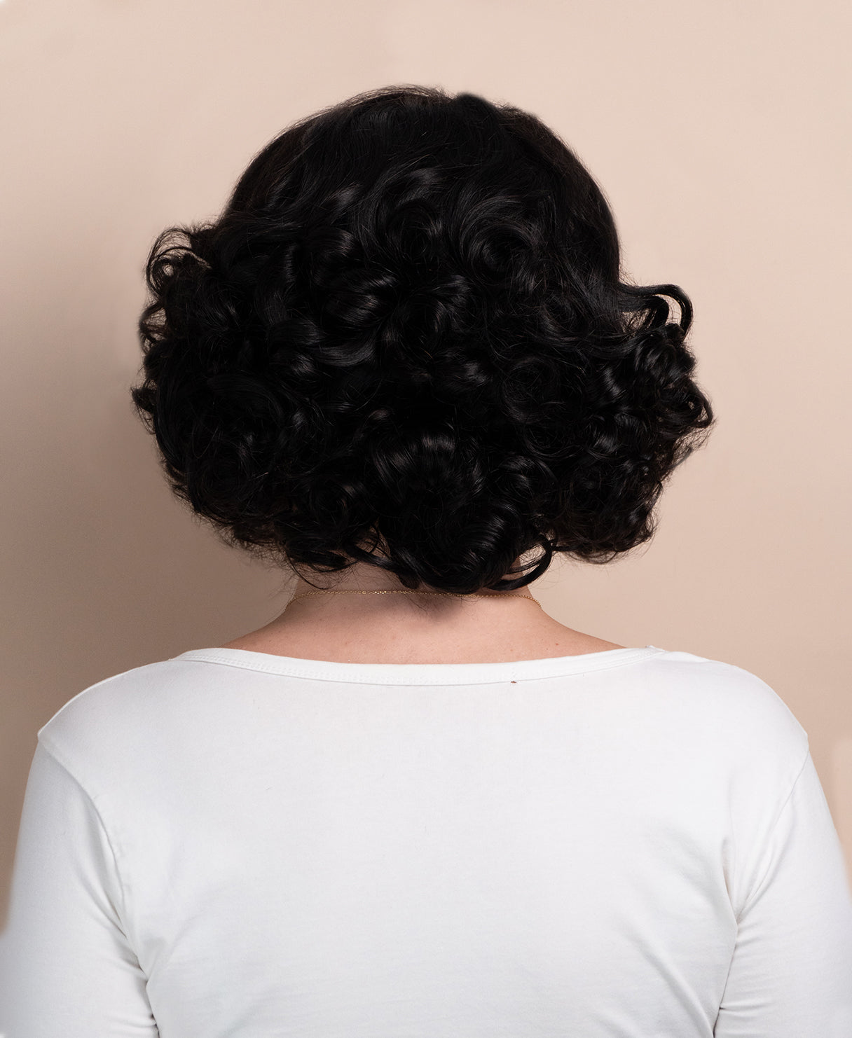 curly bob human wig - 12" natural black.