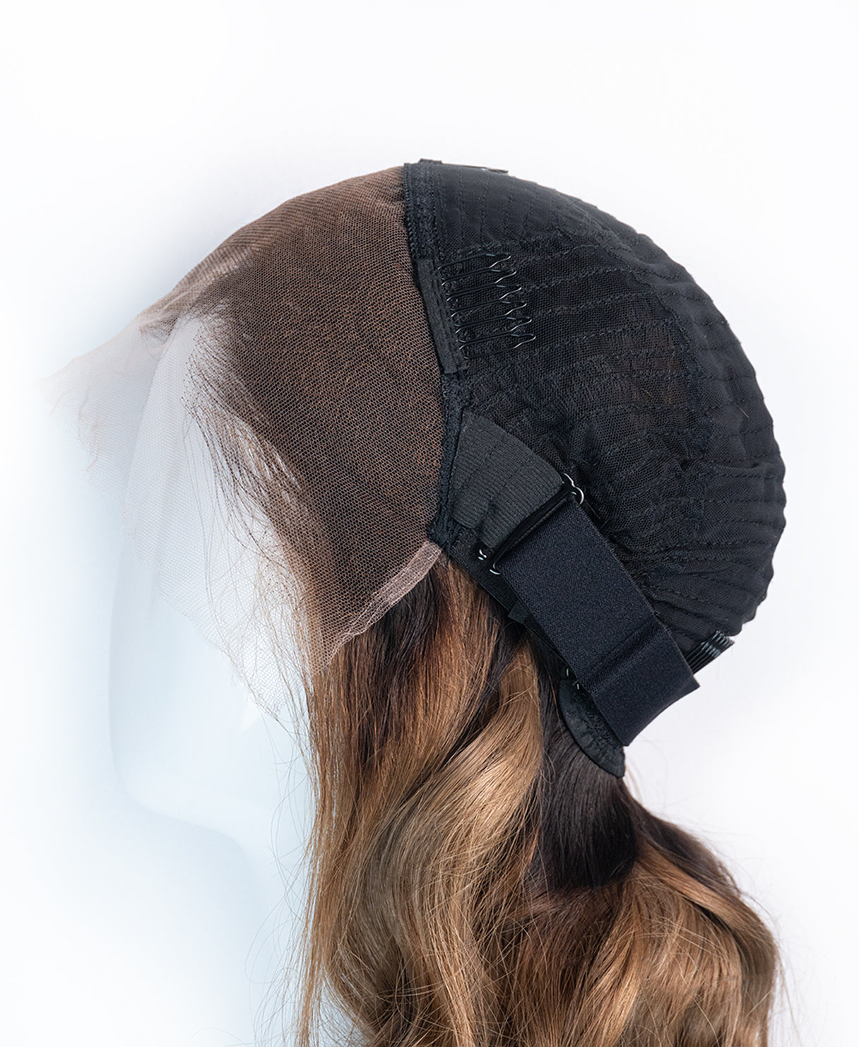 lace front human wig - 20" dark blonde balayage.