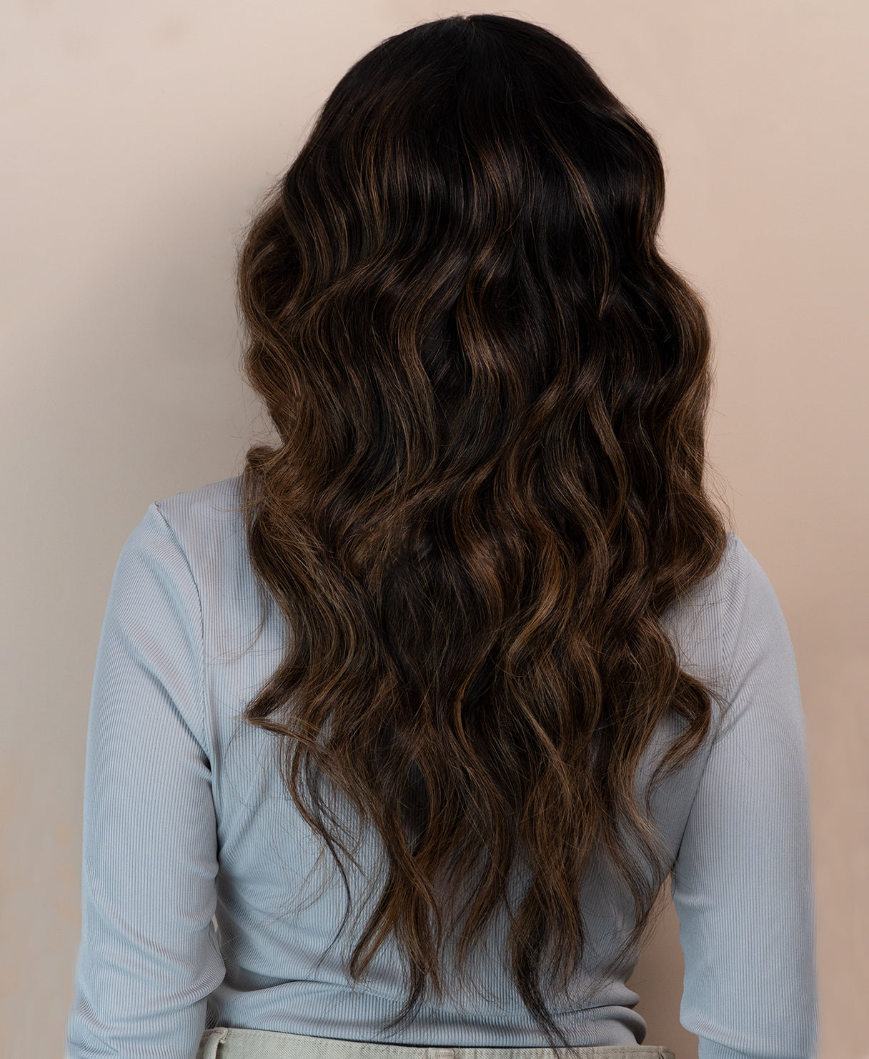 lace front human wig - 20" caramel balayage.