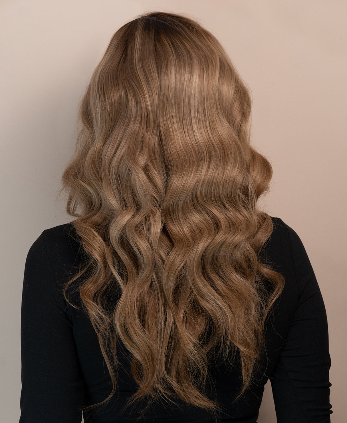 lace front human wig - 20" dark blonde balayage.