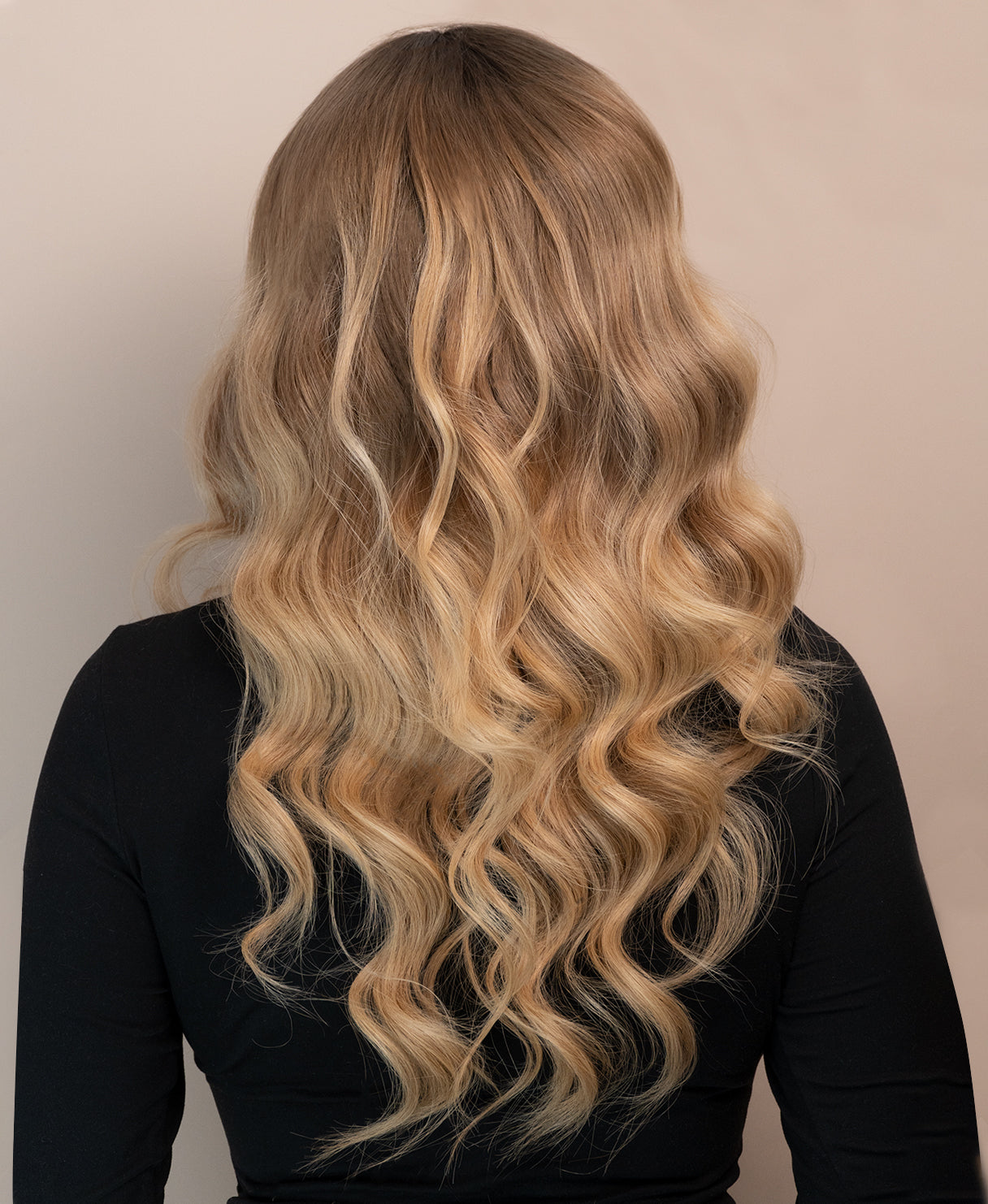 lace front human wig - 20" root melt blonde balayage.