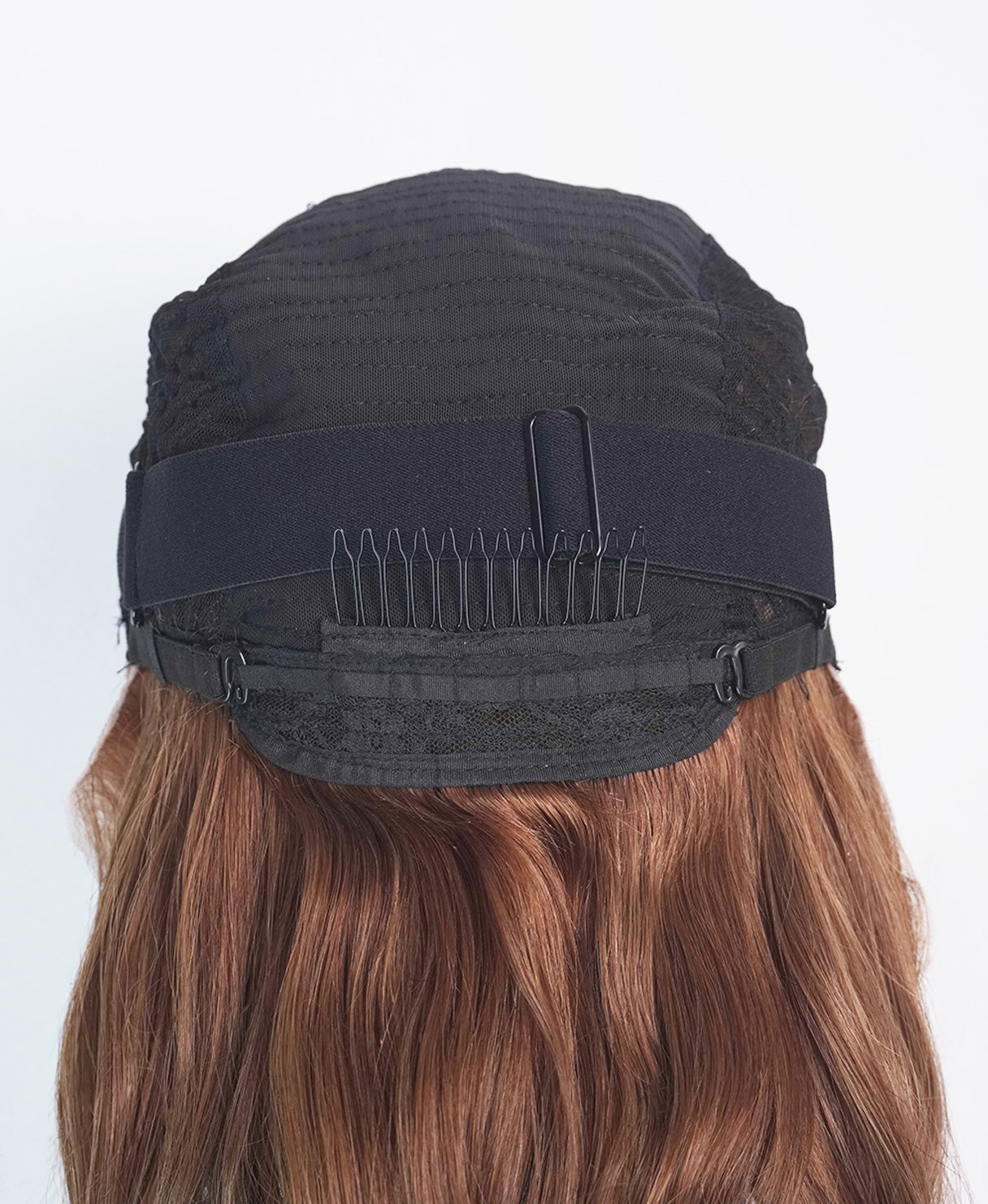 lace front human wig - 20" auburn babylights.