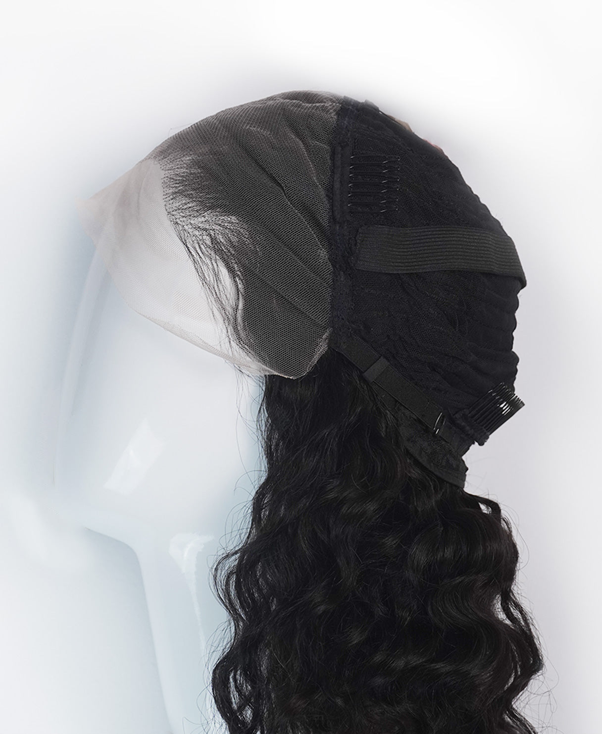 lace front human wig - 14" 3A curly natural black.