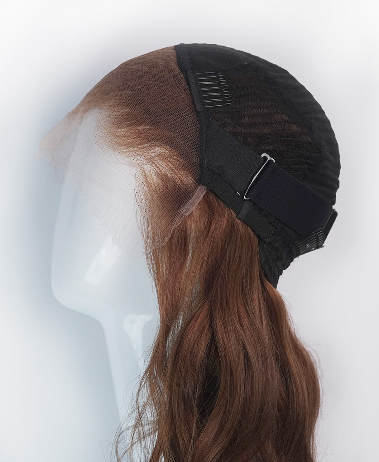 lace front human wig - 20" auburn babylights.