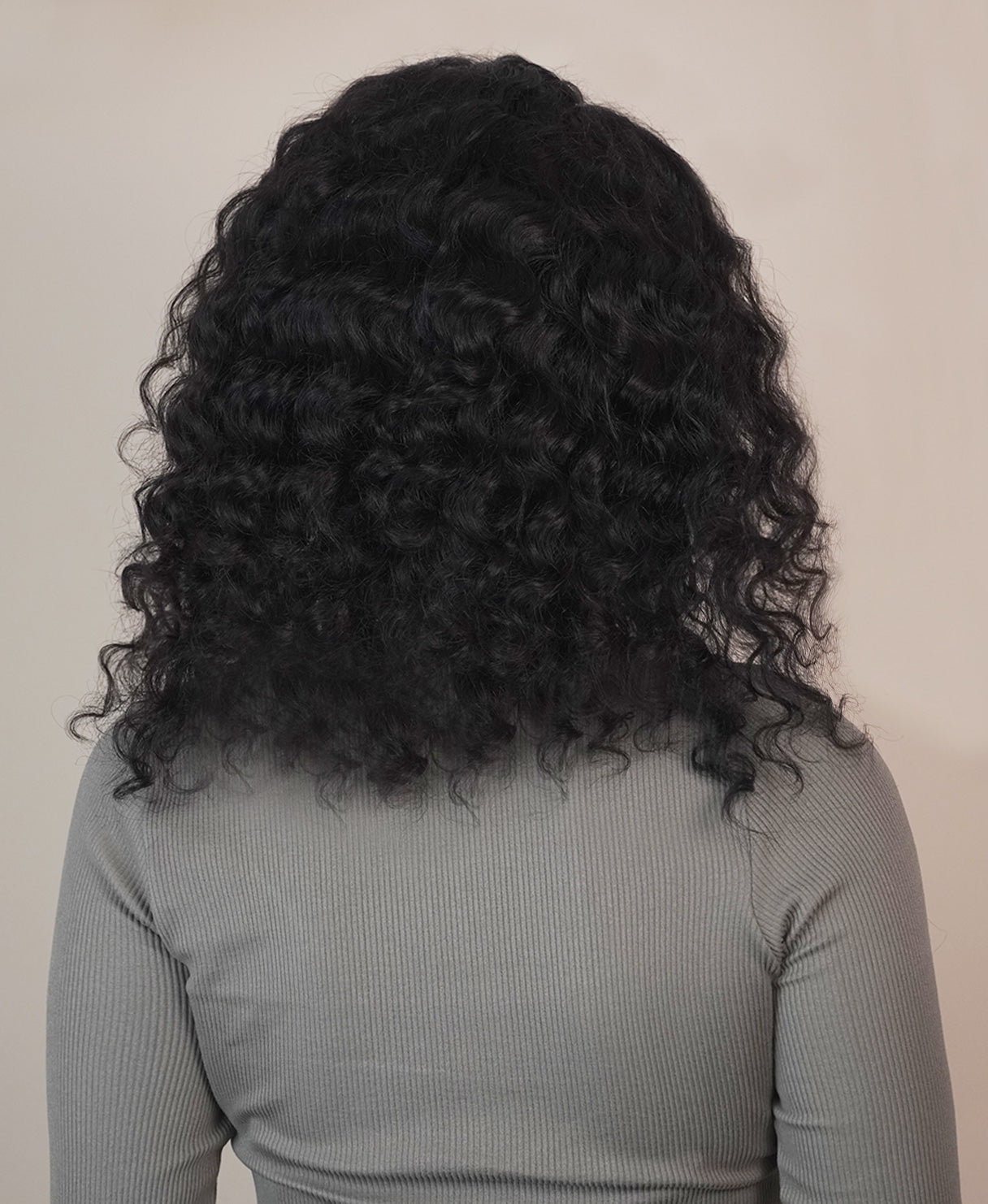 lace front human wig - 14" 3A curly natural black.