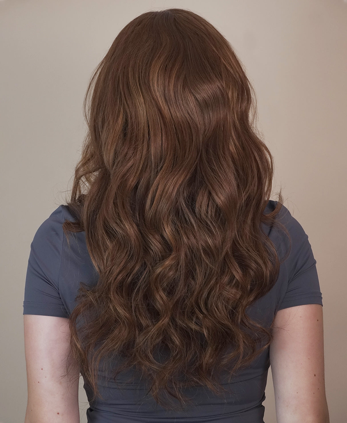 lace front human wig - 20" auburn babylights.