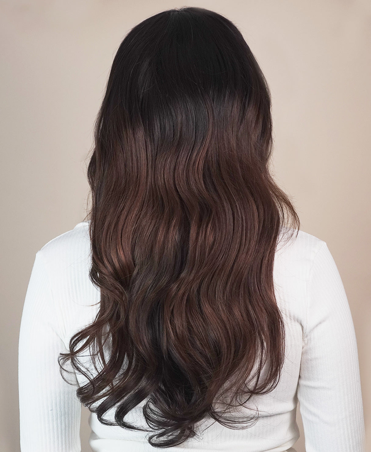 lace front human wig - 20" dark brown balayage.