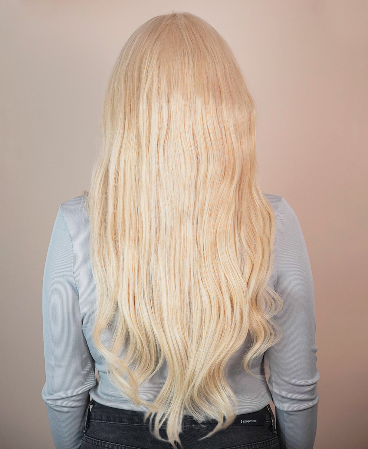 lace front human wig - 26" platinum blonde.