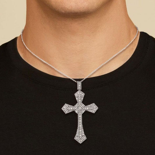 Flawless Baguette Cut Cross Pendant Necklace