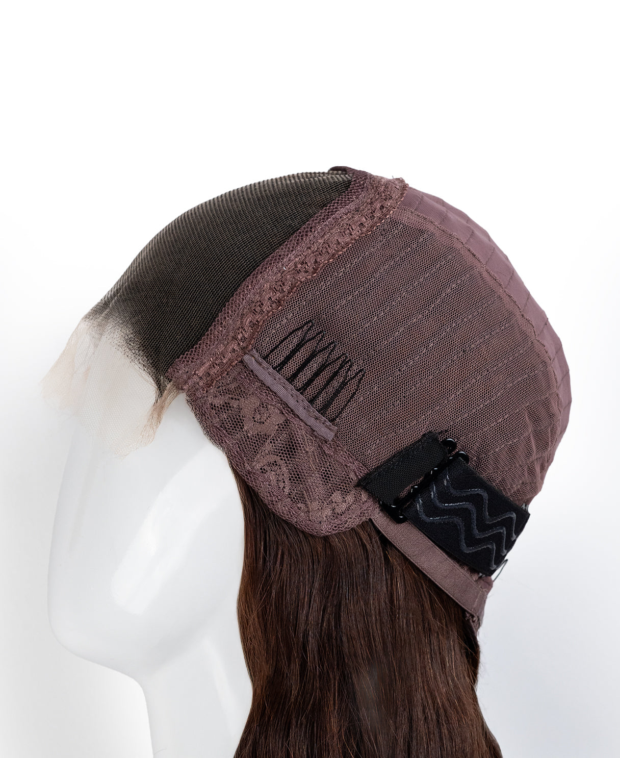 lace front human wig with bouncy curls - 18" dimensional brown.