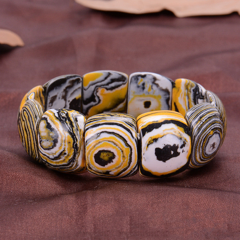Sainishops™Golden zebra pattern original malachite bracelet