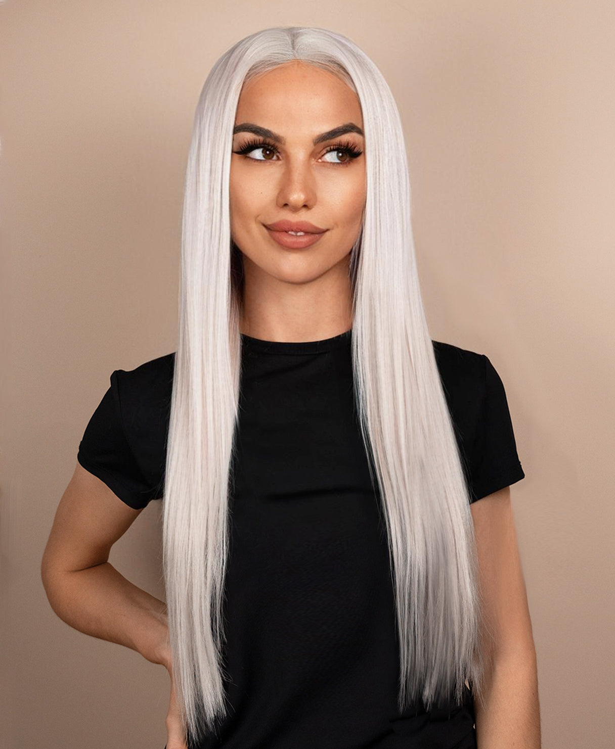 lace front human wig - 24" white blonde.