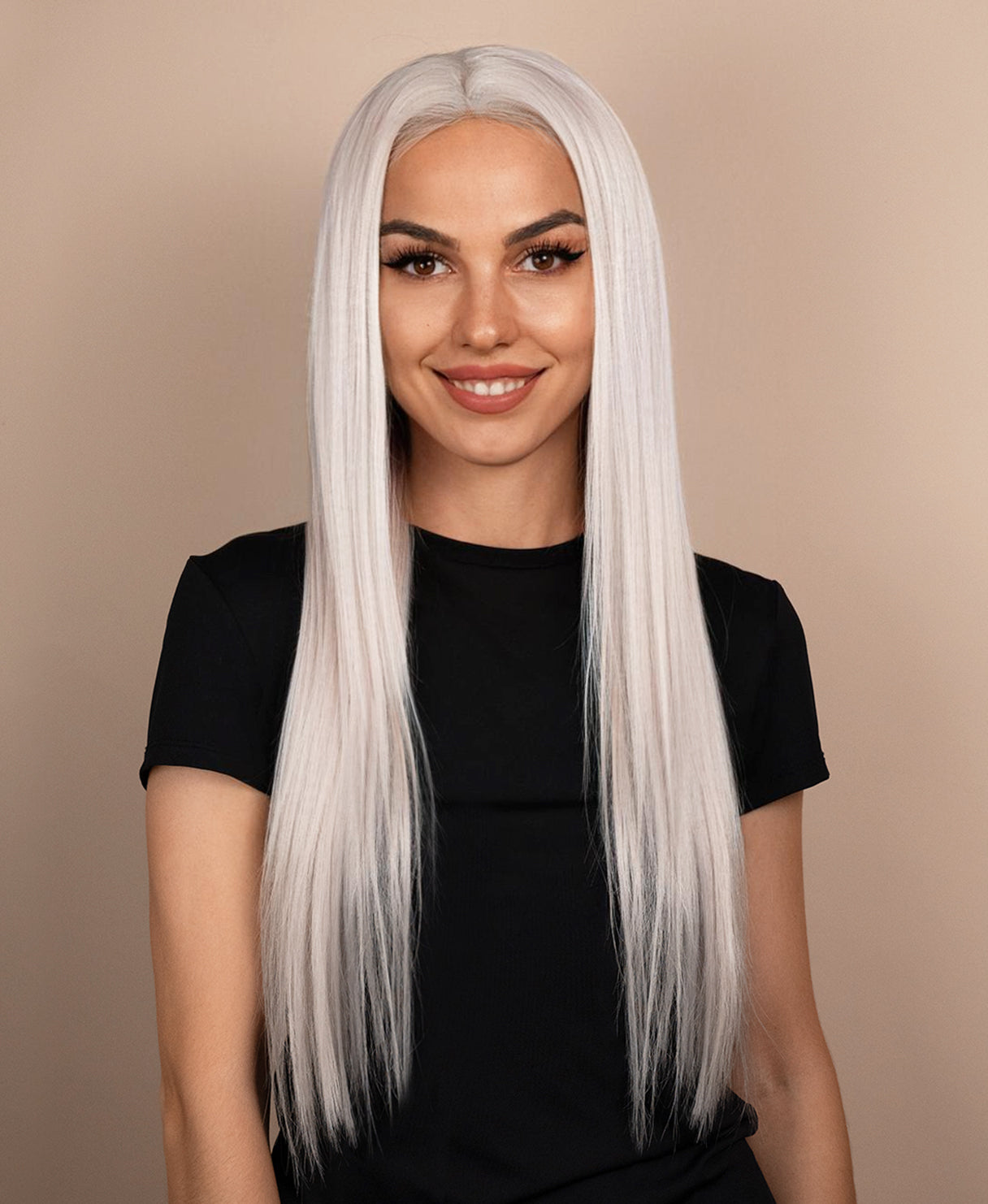 lace front human wig - 24" white blonde.