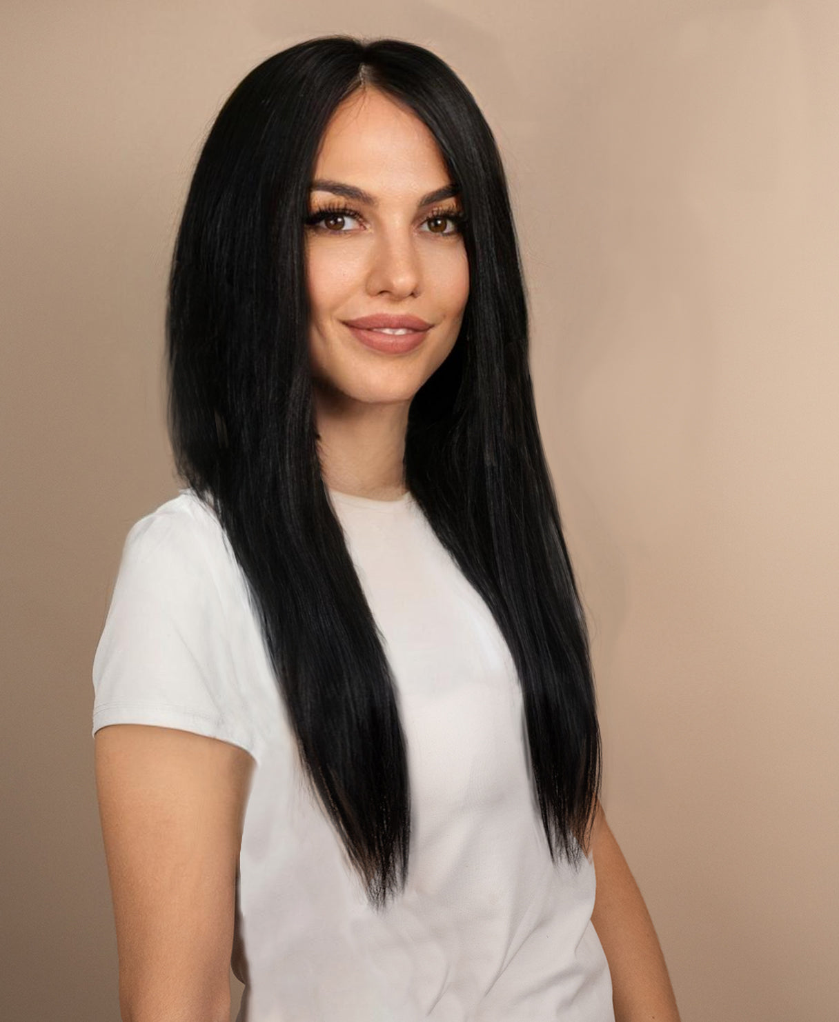 full lace human wig - 18" natural black.