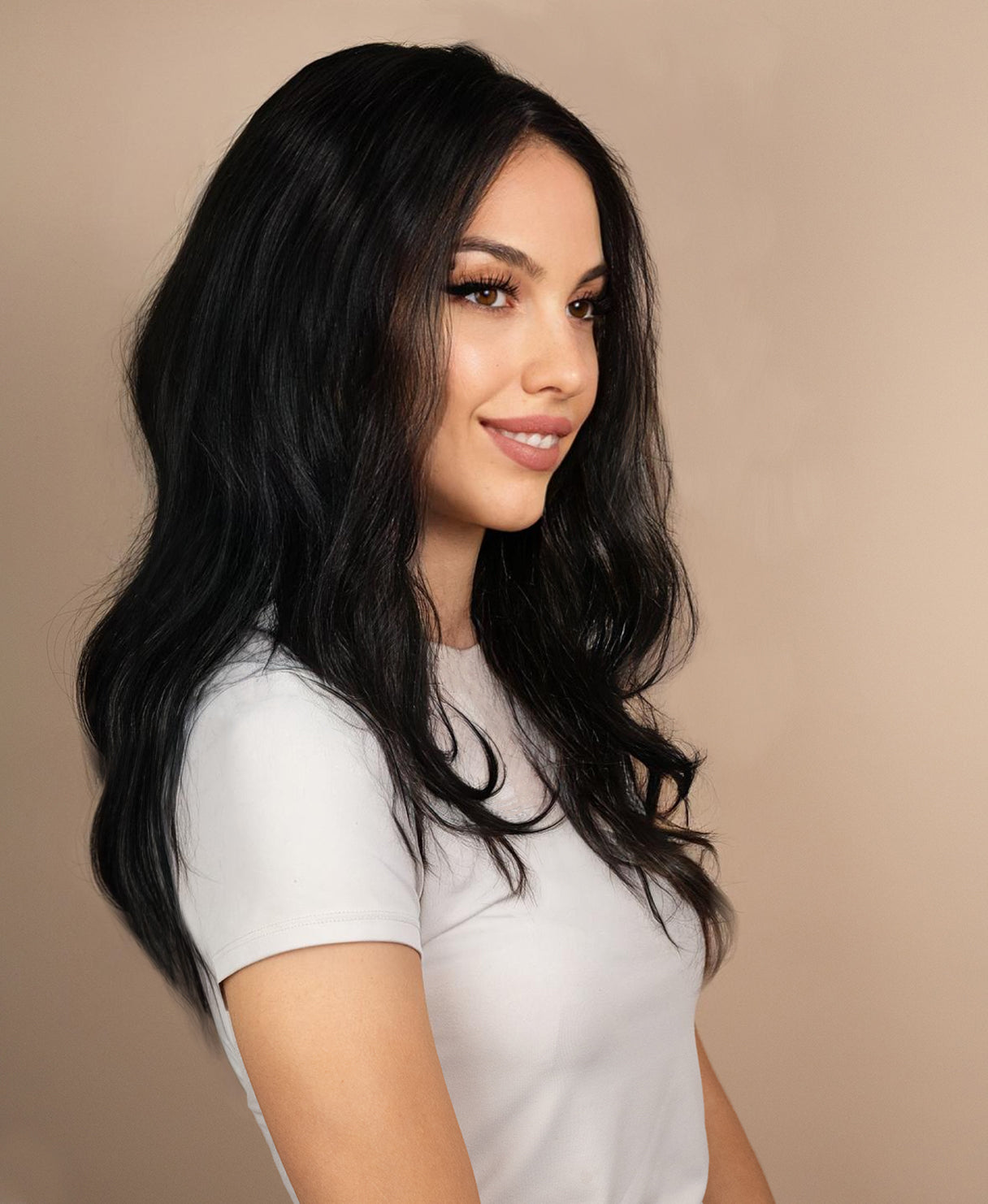 full lace human wig - 20" natural black.