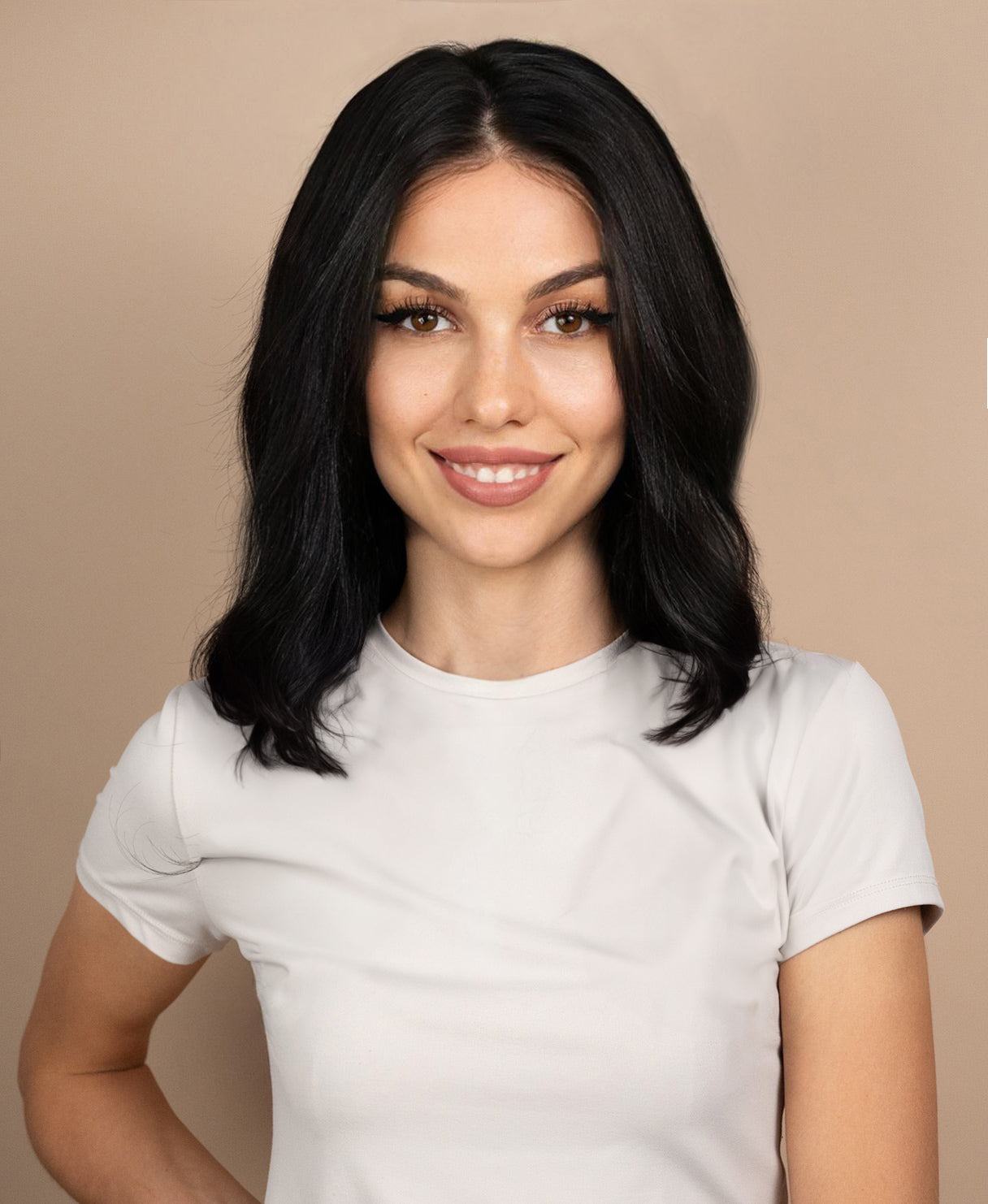 full lace human wig - 12" natural black.