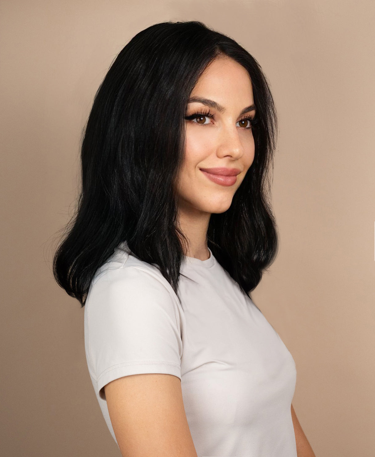 full lace human wig - 12" natural black.