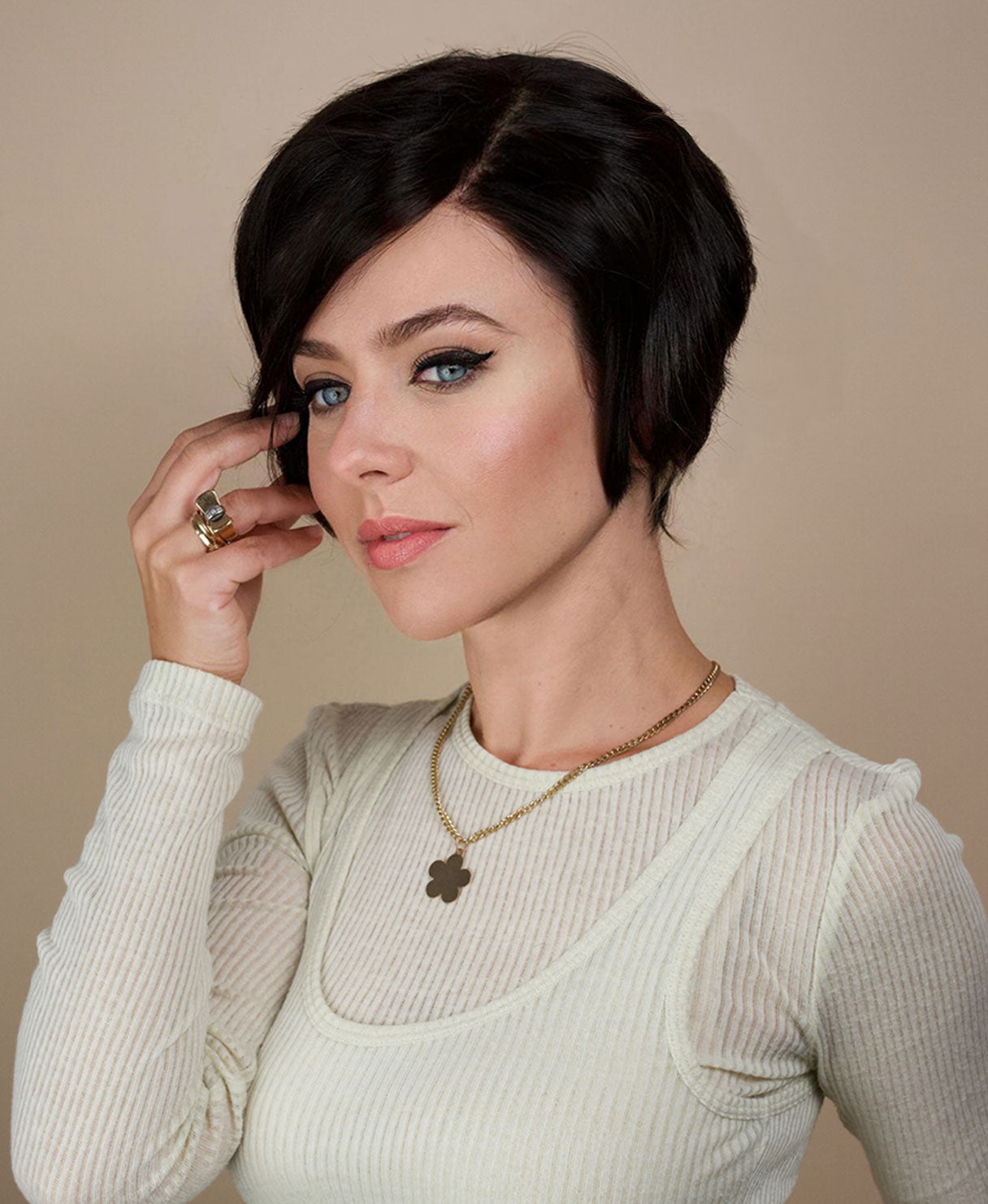 4x4 side bang lace front wig - 6" dark brown.