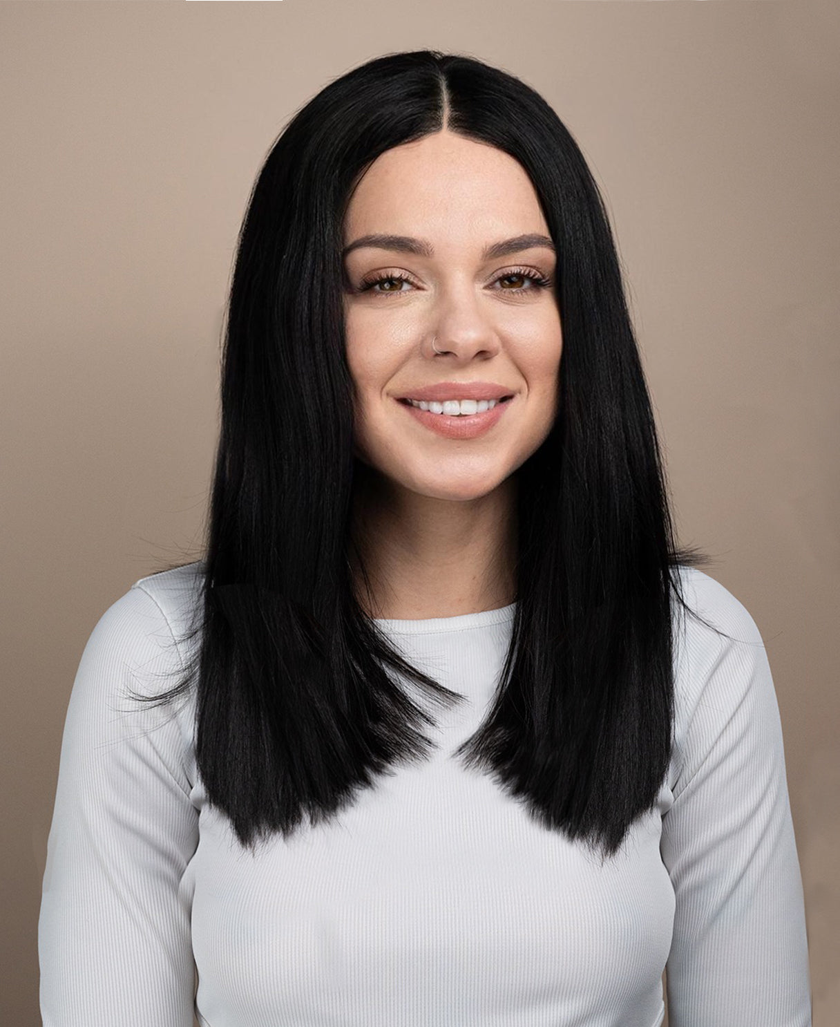 5x5 lace front blunt cut wig - 14" natural black.