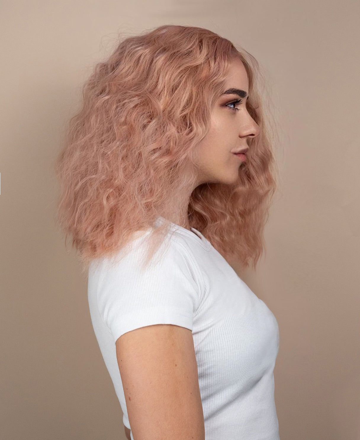 vegan fiber crimped wig - 12" cotton candy pink.