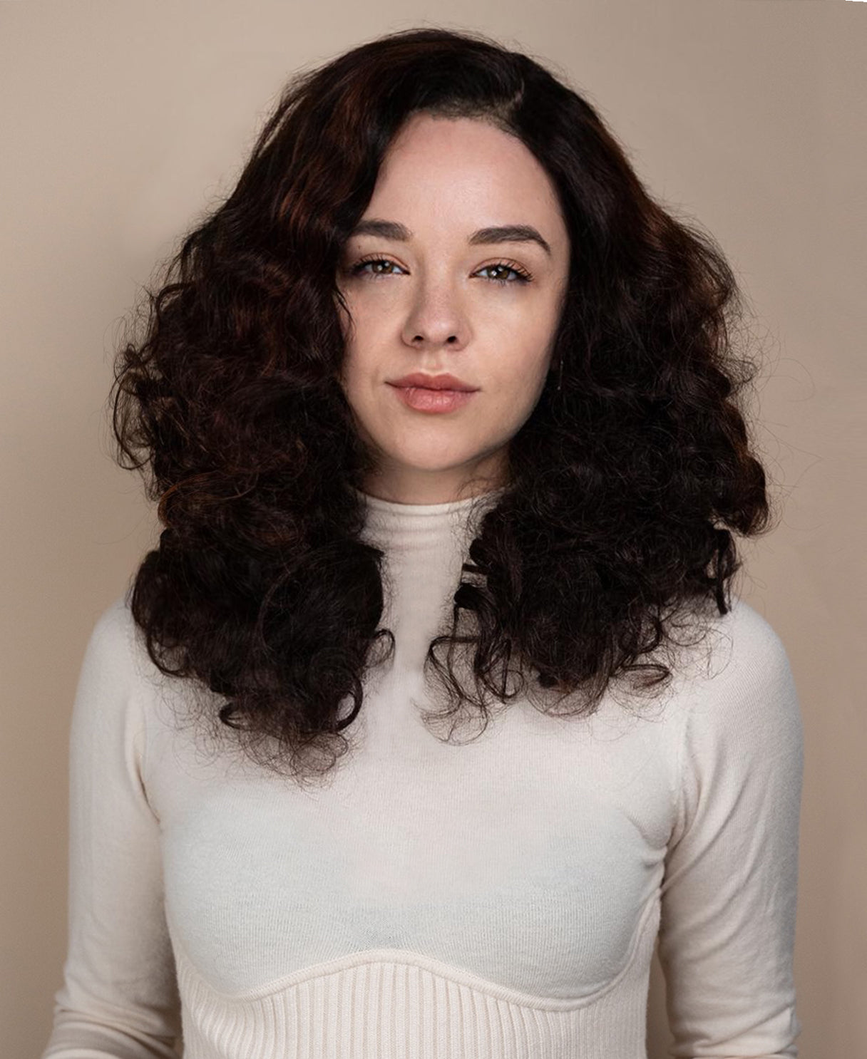 4x4 lace front human wig - 18" 3a curly brown highlights.